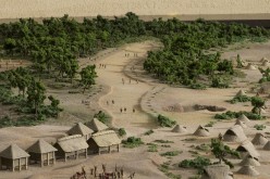 三内丸山遺跡の復元模型の写真